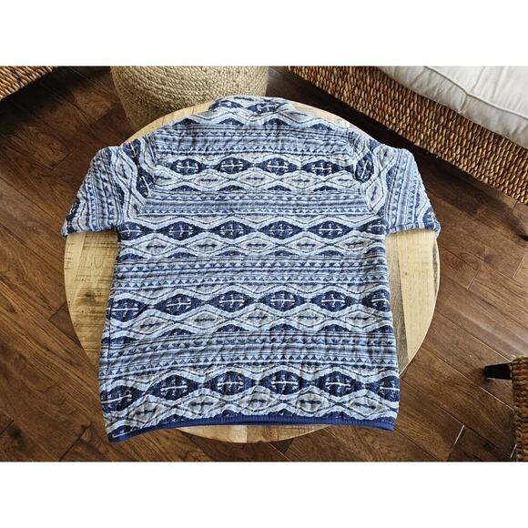 Orvis Quilted Snap Sweatshirt Sweater Pullover Aztec Blue Womens L Logo Unisex - Picture 9 of 10